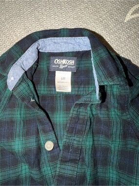 OshKosh B'gosh Green and Black Plaid Baby One-Piece
